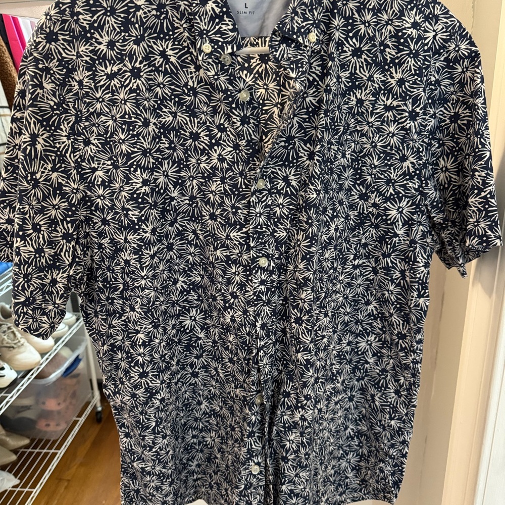 Banana Republic Dark Blue Floral Men's Shirt